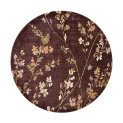 Waschbarer Teppich Rund - Misty Floral Braun