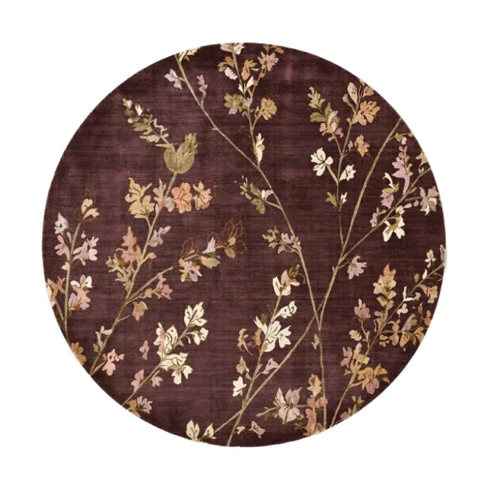 Waschbarer Teppich Rund - Misty Floral Braun