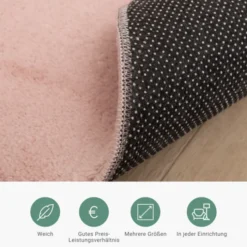 Waschbarer Teppich Rund - Vivid Rosa