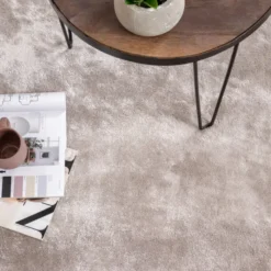 Waschbarer Viskose Teppich Rund - Vive Grau