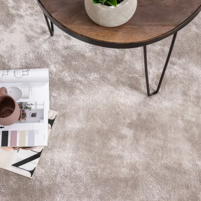 Waschbarer Viskose Teppich Rund - Vive Grau