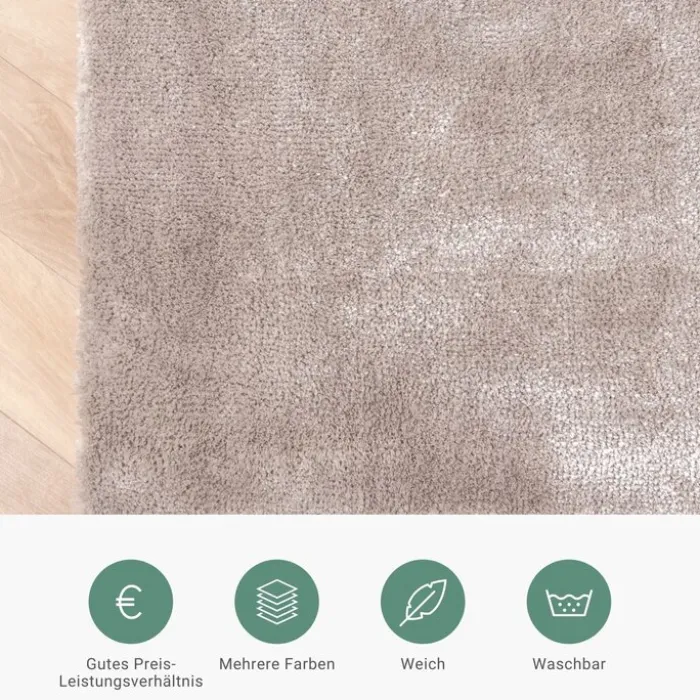 Waschbarer Viskose Teppich Rund - Vive Grau