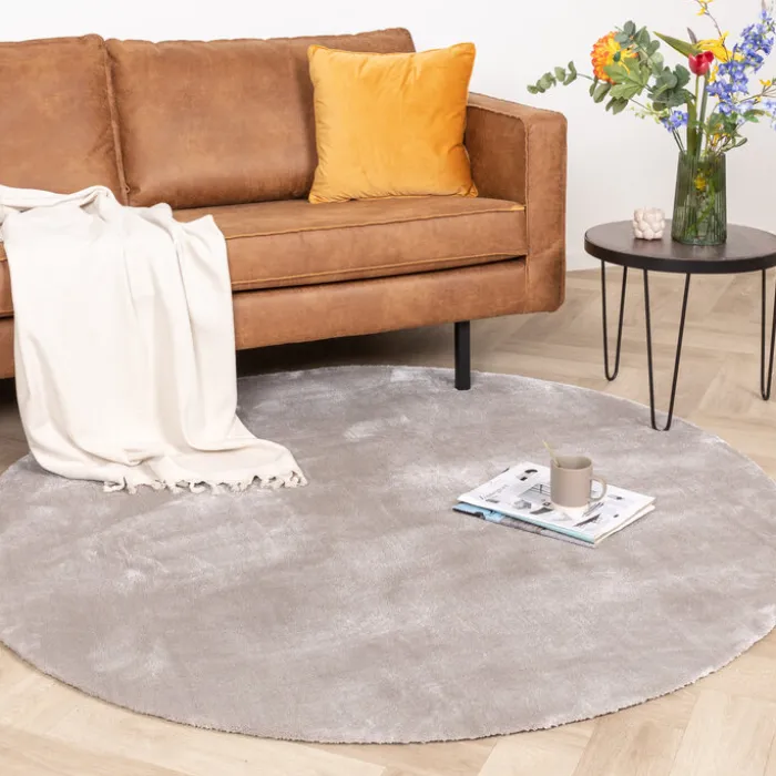 Waschbarer Viskose Teppich Rund - Vive Grau