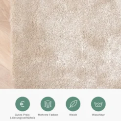 Waschbarer Viskose Teppich Rund - Vive Creme