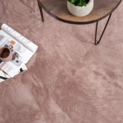 Waschbarer Viskose Teppich Rund - Vive Altrosa