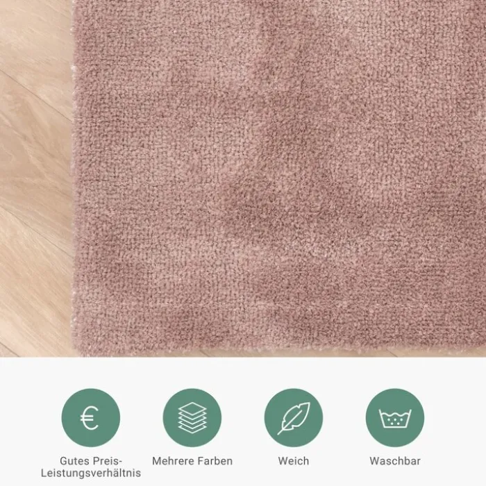 Waschbarer Viskose Teppich Rund - Vive Altrosa