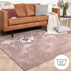 Waschbarer Viskose Teppich - Vive Altrosa