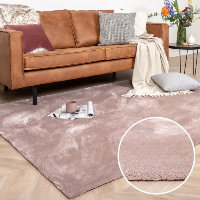 Waschbarer Viskose Teppich - Vive Altrosa