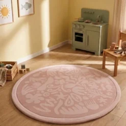 Waschbare Spielmatte Rund - Flo Rosa
