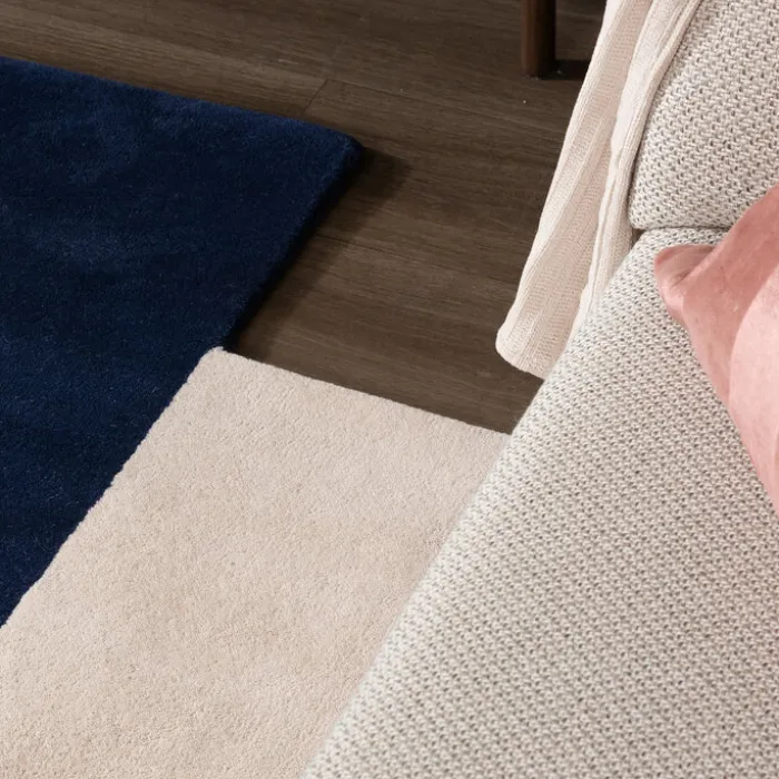 Wollteppich Abstrakt - Jules Creme Blau
