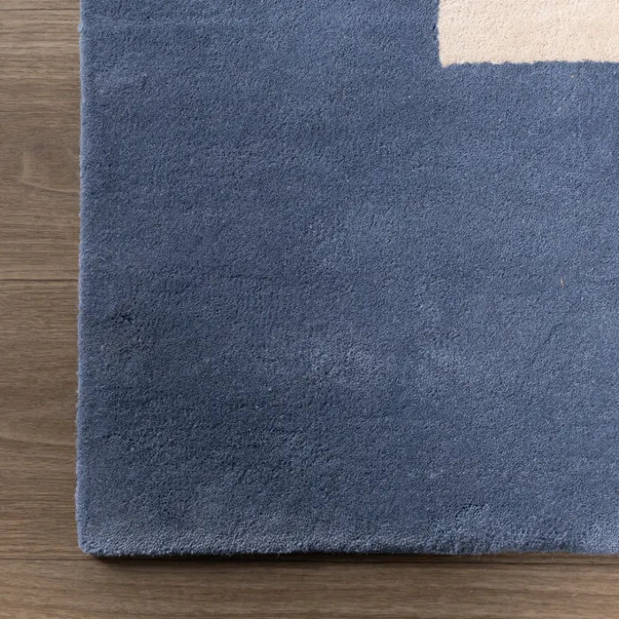 Wollteppich Abstrakt - Jules Creme Blau