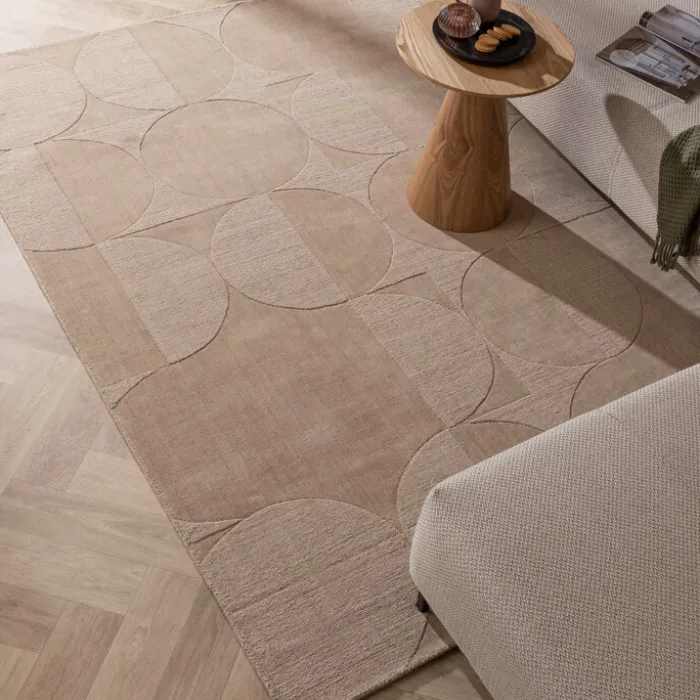 Wollteppich - Giselle Circles Beige