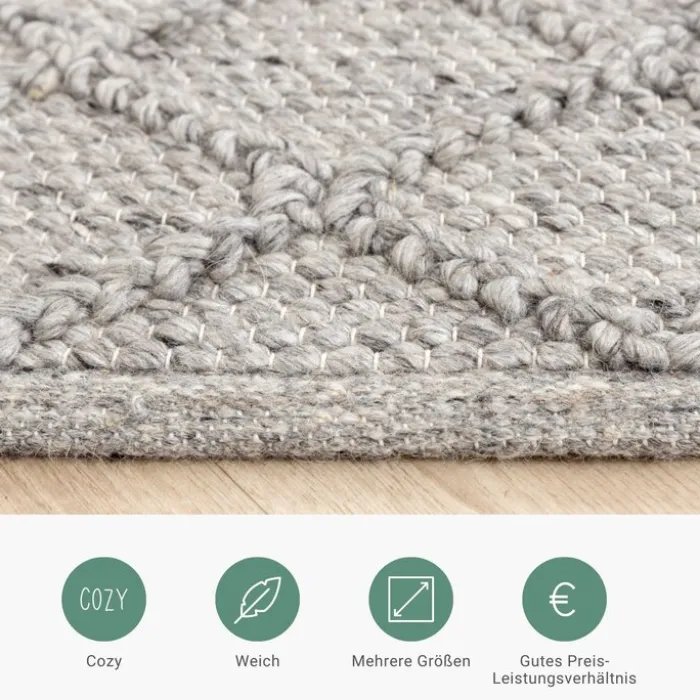 Wollteppich - Knit Grau