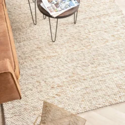 Wollteppich - Melange Creme Braun