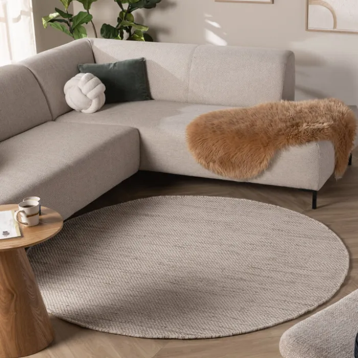 Wollteppich Rund- Bliss Beige Meliert