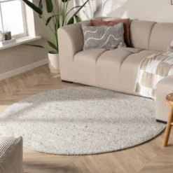 Wollteppich Rund - Feline Grau Meliert
