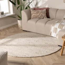 Wollteppich Rund - Feline Weiß Meliert