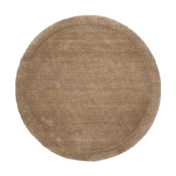 Wollteppich Rund - Isara Border Braun