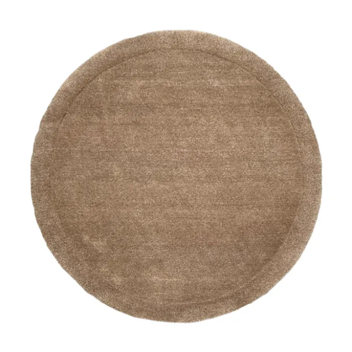 Wollteppich Rund - Isara Border Braun