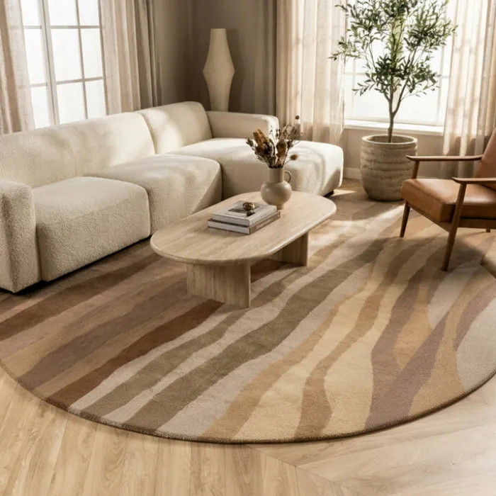 Wollteppich Rund - Liora Beige