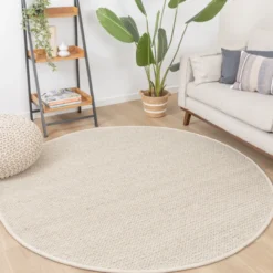 Wollteppich Rund - Twist Beige