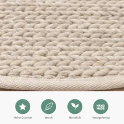Wollteppich Rund - Twist Beige