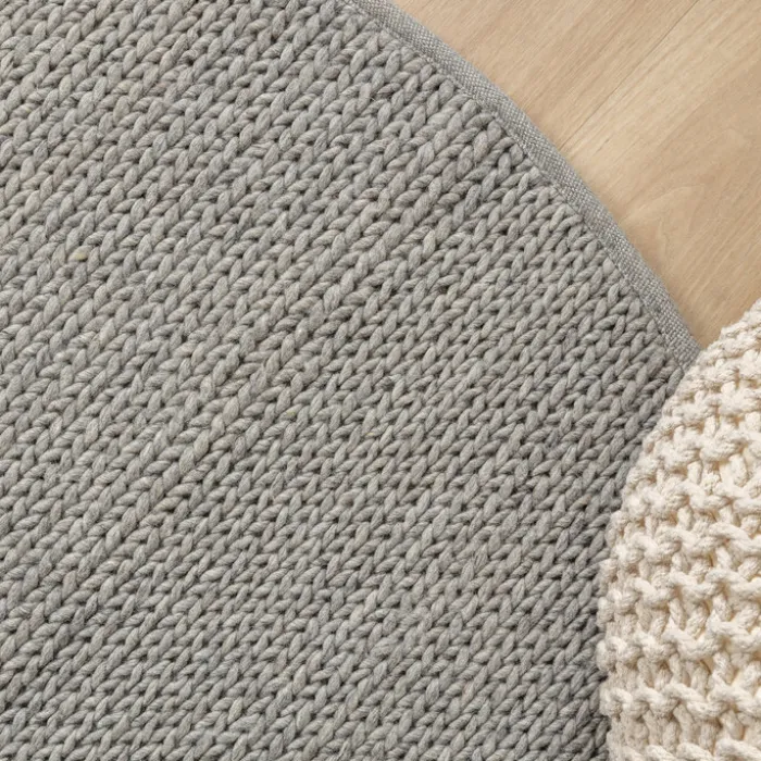 Wollteppich Rund - Twist Grau