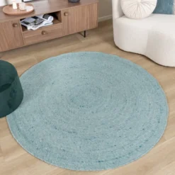 Wollteppich Rund - Wise Blau 364