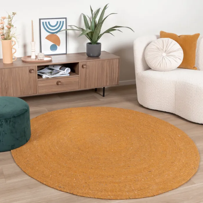 Wollteppich Rund - Wise Gelb Orange 378
