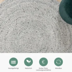 Wollteppich Rund - Wise Grau Weiß 609