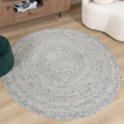 Wollteppich Rund - Wise Grau Weiß 609