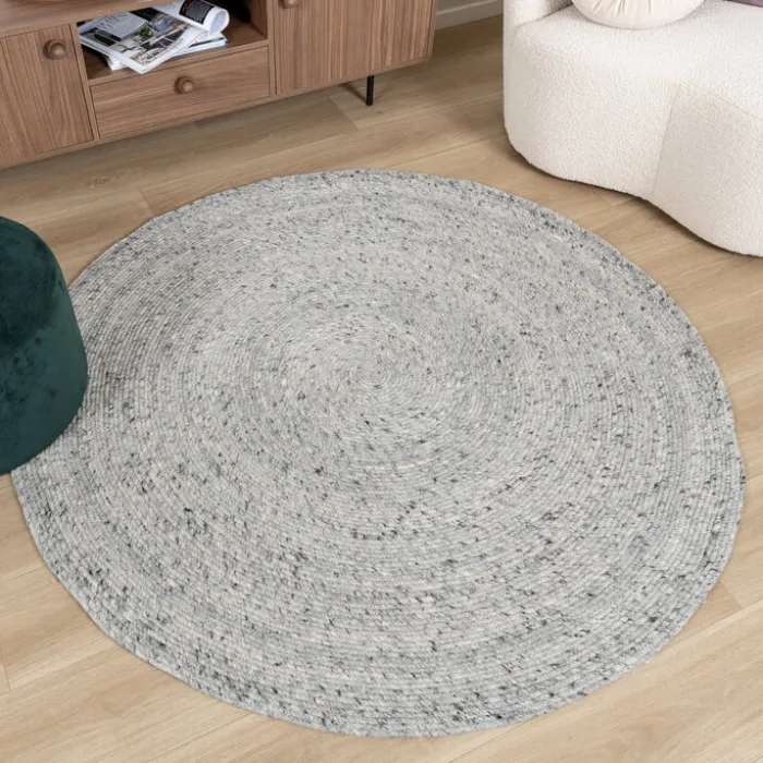 Wollteppich Rund - Wise Grau Weiß 609