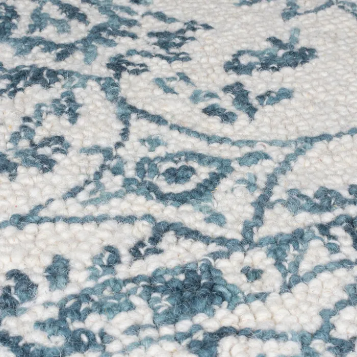 Wollteppich - Wallo Yasmin Elfenbein Blau